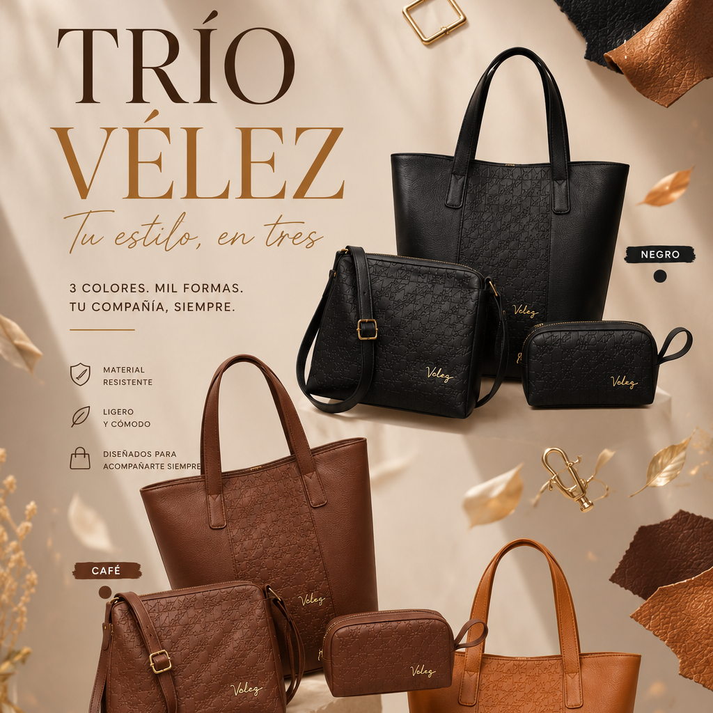 👜 TRÍO VÉLEZ EXCLUSIVO | Lujo, estilo y versatilidad 🖤