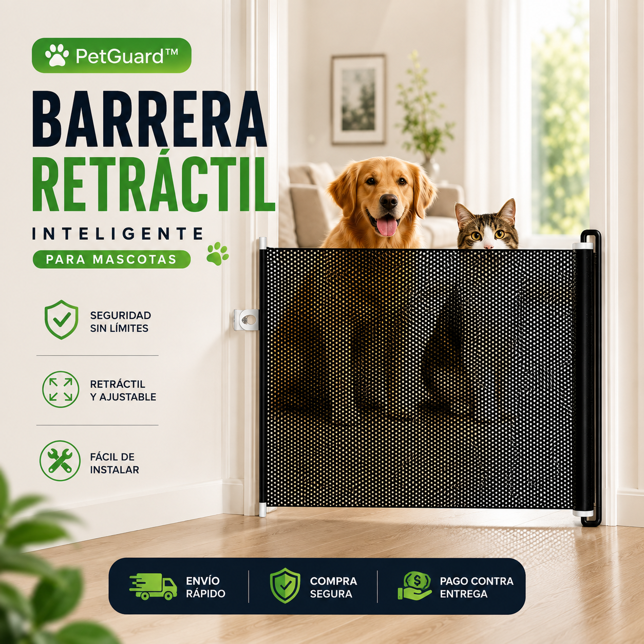 🐾 PetGuard™ | Barrera Retráctil Inteligente para Mascotas