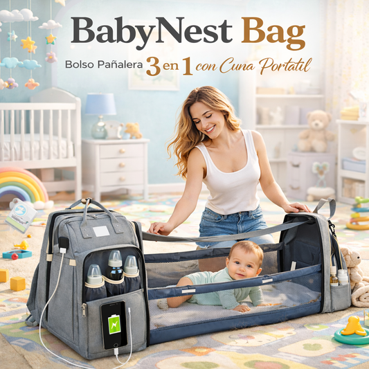 BabyNest Bag™ – Bolso Pañalera con Cuna Portátil Todo en Uno 💼👶
