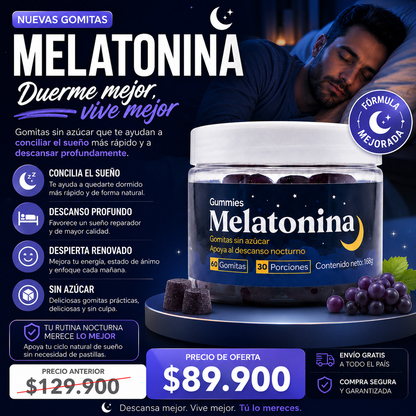 🌙Gummies de Melatonina 🍇 Despídete de las Noches Intranquilas