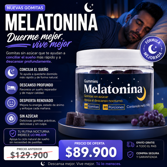 🌙Gummies de Melatonina 🍇 Despídete de las Noches Intranquilas